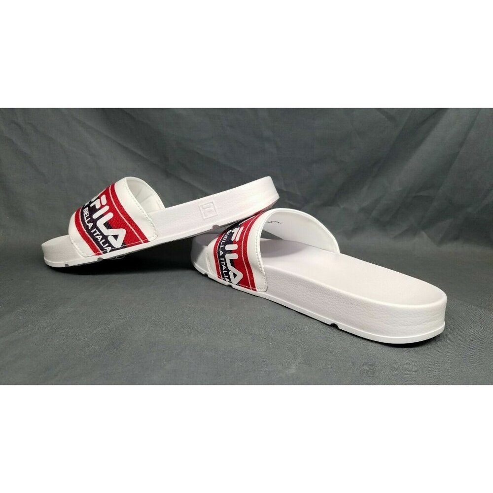 Fila Women's Drifter Logo Tape Slides Synthetic White Red Size 8 NEW WITH TAGS! - Picture 5 of 6